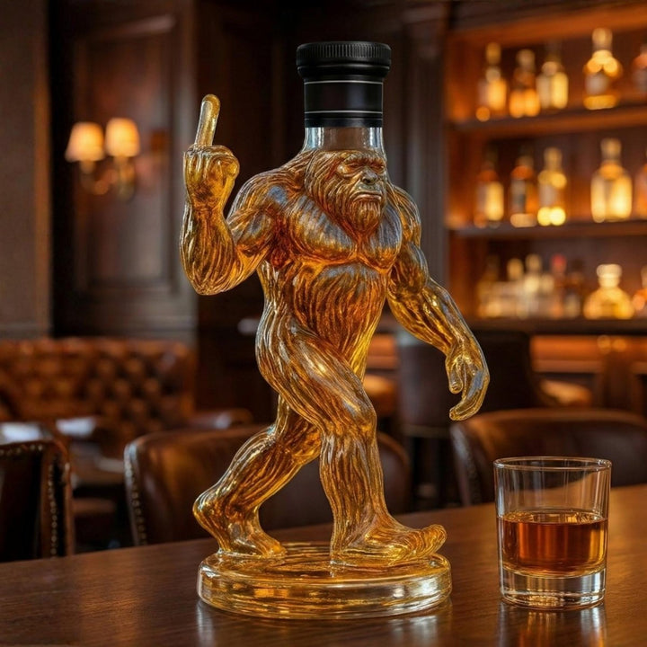 Einzigartige Bigfoot Whiskey-Dekantierflasche aus Glas für Bourbon & Spirituosen. Edles Barzubehör für Genießer.
