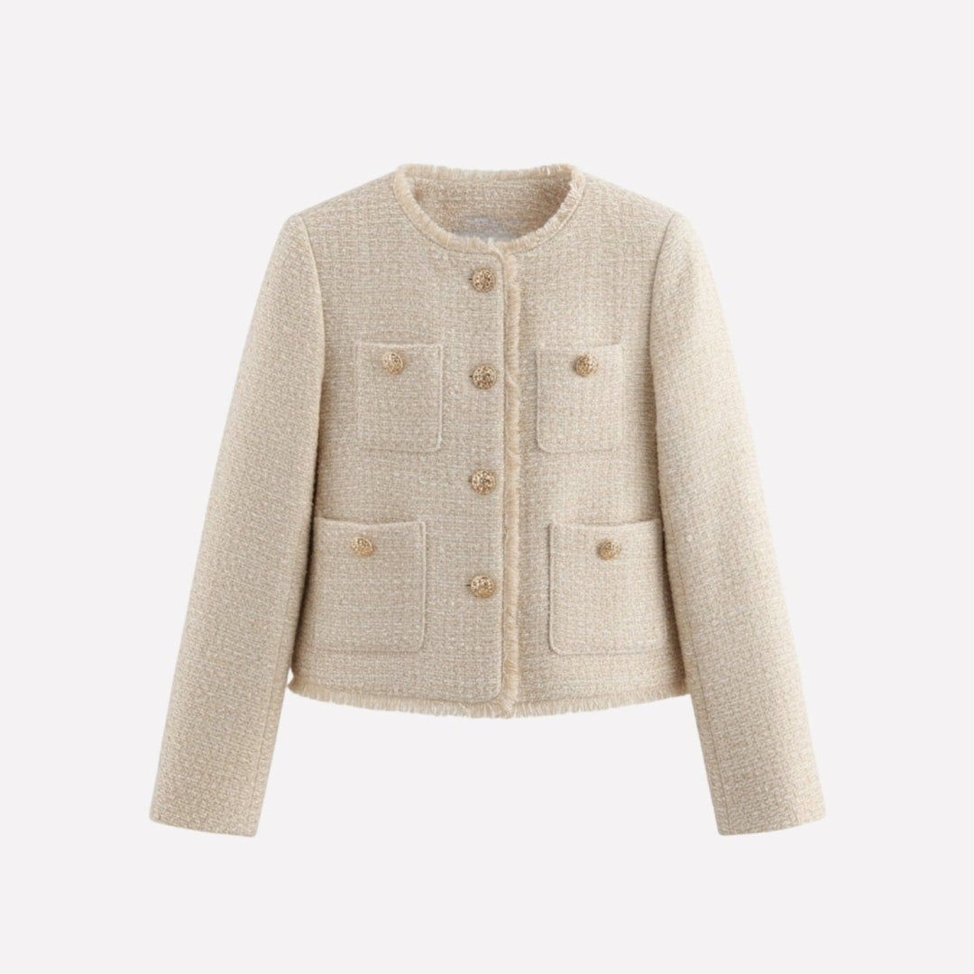 Damenjacke Jelani in Weiß, für einen eleganten & frischen Pariser Chic. Perfekt für Business und Freizeit.