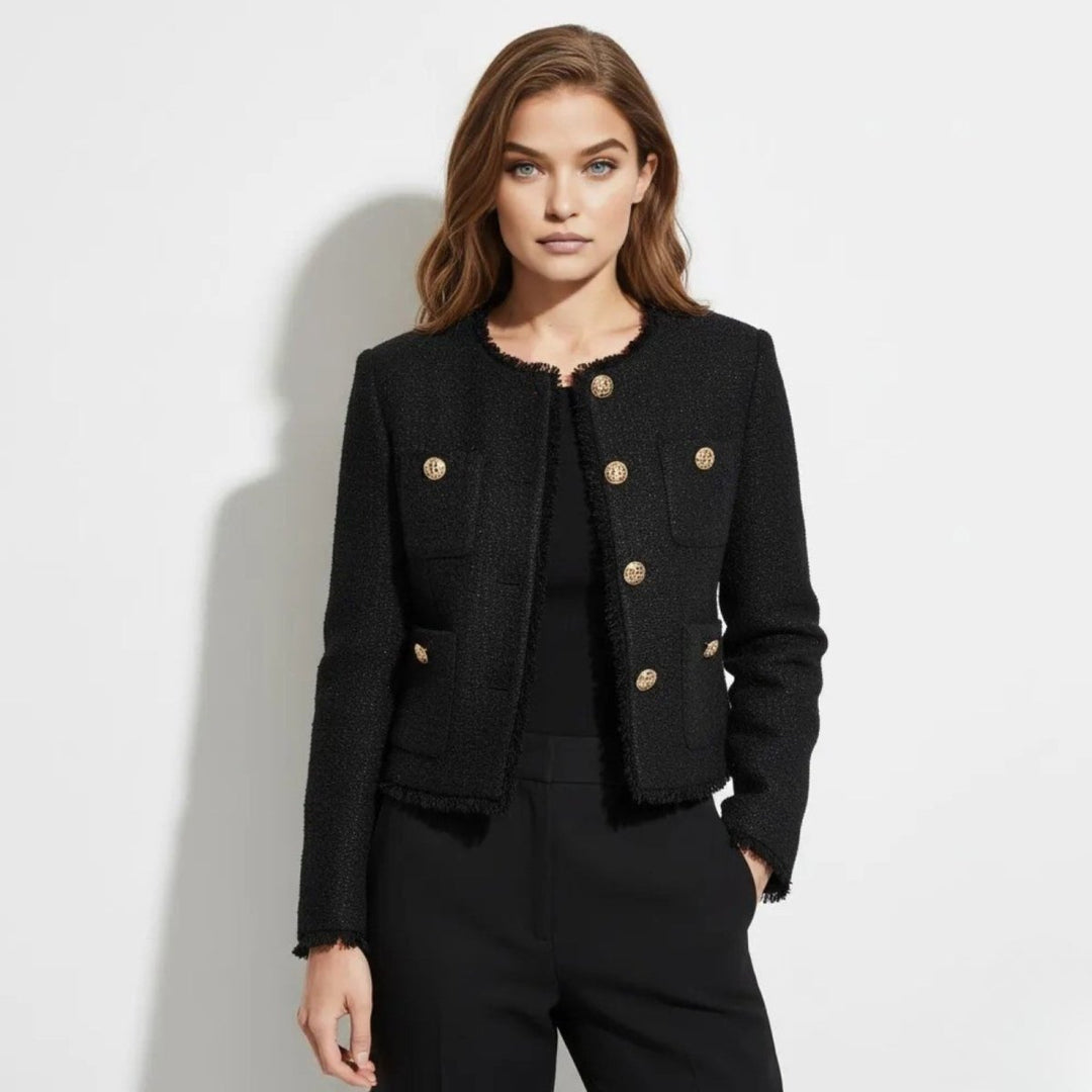 Damenjacke Jelani in Schwarz, zeitlos elegant für Pariser Chic. Stilvolle Oberbekleidung für Business & Freizeit.