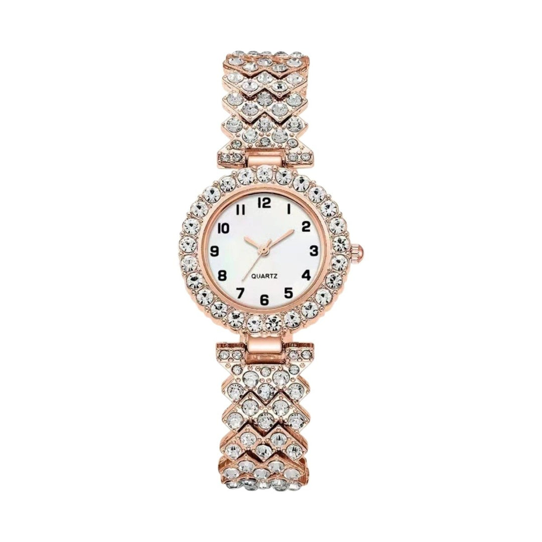 Luxus-Damen-Uhr & Armband Set mit elegantem Design, perfektes Schmuck-Accessoire für Frauen.