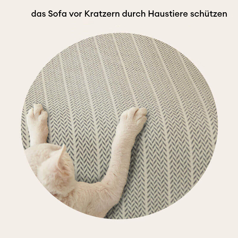 Moderner Chenille Sofabezug, einfarbig, kratzfest und tierfreundlich, mit dezentem Fischgrätenmuster.