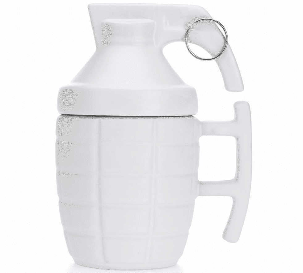 Designer Granaten-Kaffeetasse mit Deckel, multifunktional als Teetasse. Edles Keramik, originelles Büro-Accessoire.