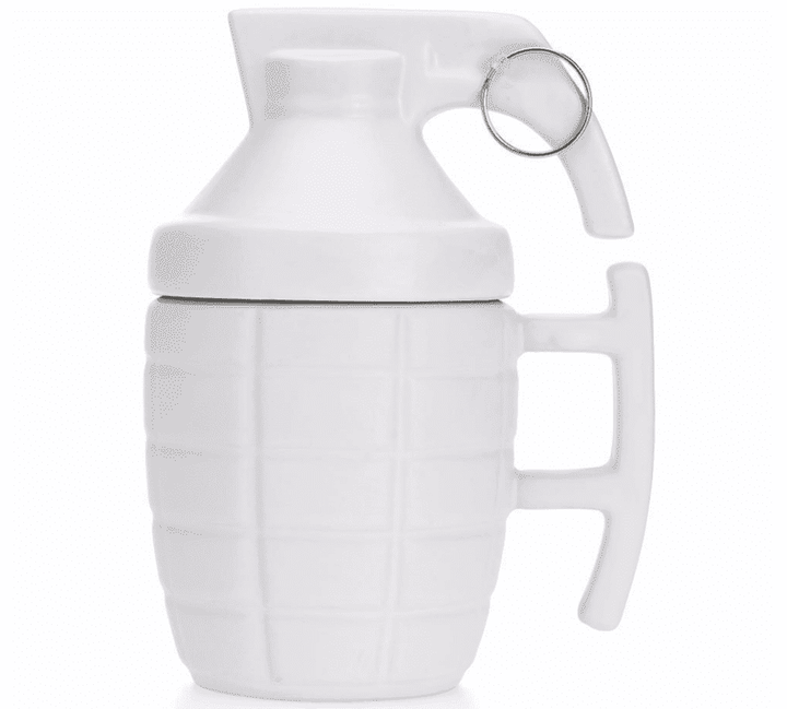 Designer Granaten-Kaffeetasse mit Deckel, multifunktional als Teetasse. Edles Keramik, originelles Büro-Accessoire.