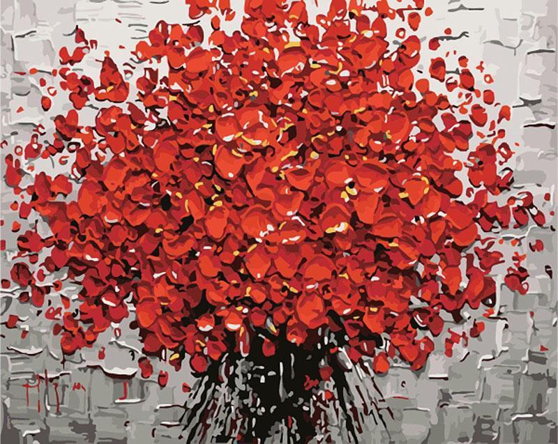 Kreatives Malen-nach-Zahlen Blumen Set für Erwachsene mit Acrylfarben und Pinsel, ideal für entspannende DIY-Kunst.