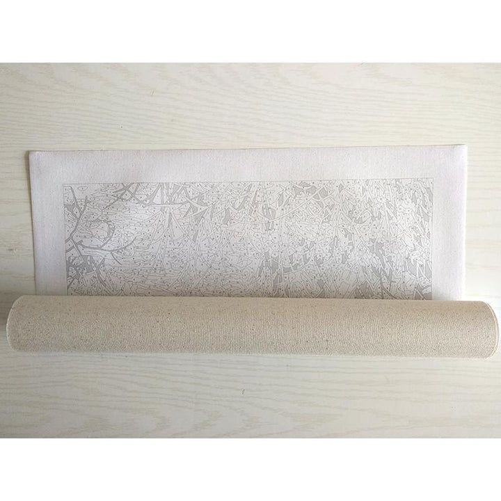 Inhalt des Malen-nach-Zahlen Hobbysets: Nummerierte Leinwand, Acrylfarben, Pinsel für kreative Blumenmotive.