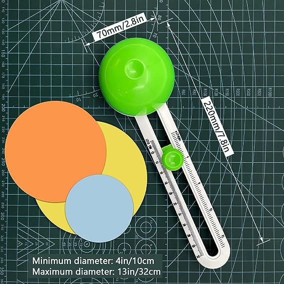 Grün-oranger Kreisschneider, ein präzises Schneidewerkzeug für kreative DIY-Projekte.