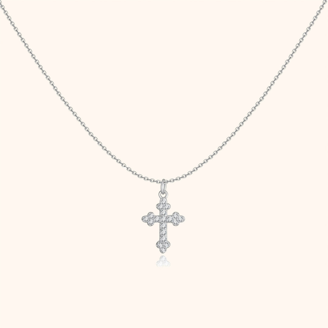 Hochwertige Damen Kreuz-Kette mit glitzernden Zirkonia. Ein elegantes Schmuckstück für Frauen.