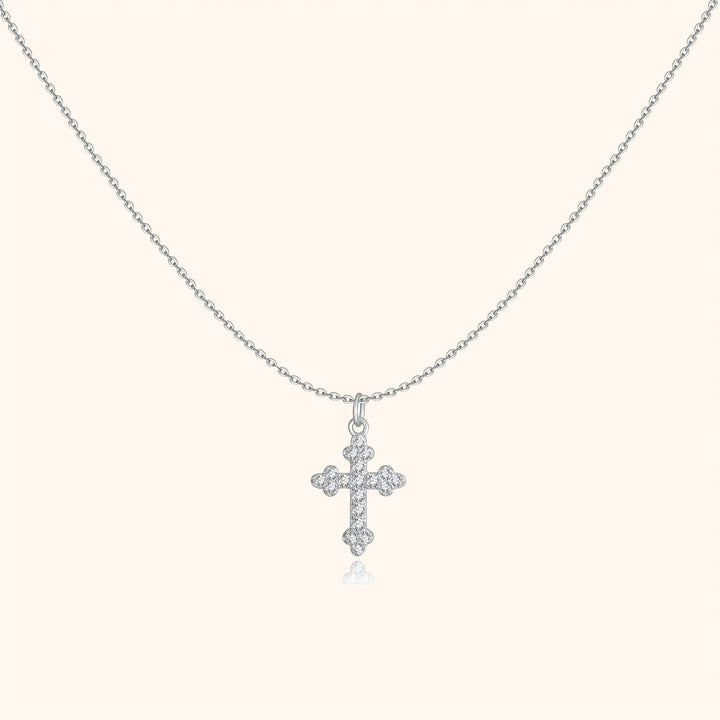 Hochwertige Damen Kreuz-Kette mit glitzernden Zirkonia. Ein elegantes Schmuckstück für Frauen.