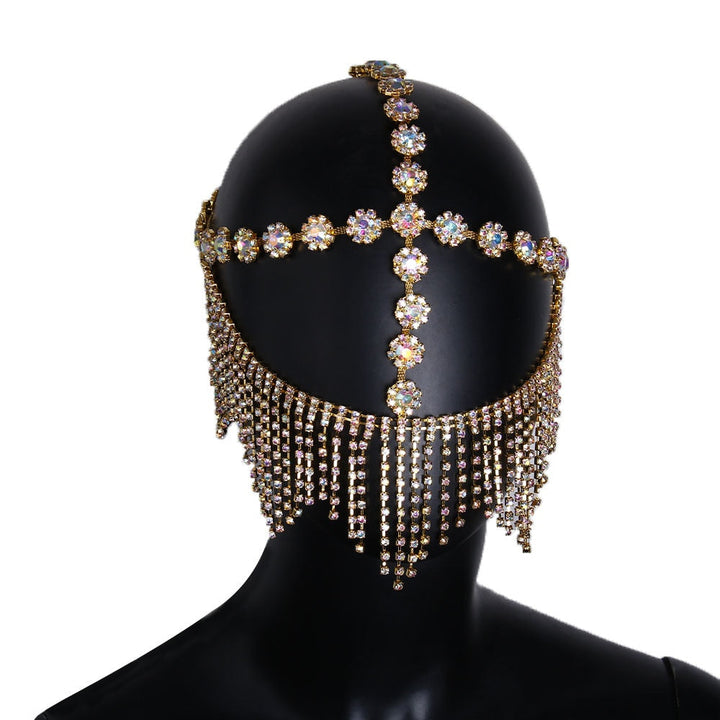 Festliche Schleier Maske, funkelnder Unisex Gesichtsschmuck mit Strass für glamouröse Maskerade Partys.