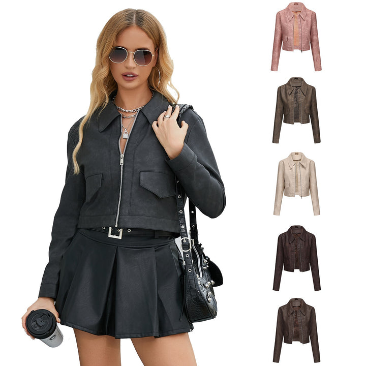 Kurze Damenjacke mit elegantem Wellenkragen, modisch & schick für stilvolle Auftritte.