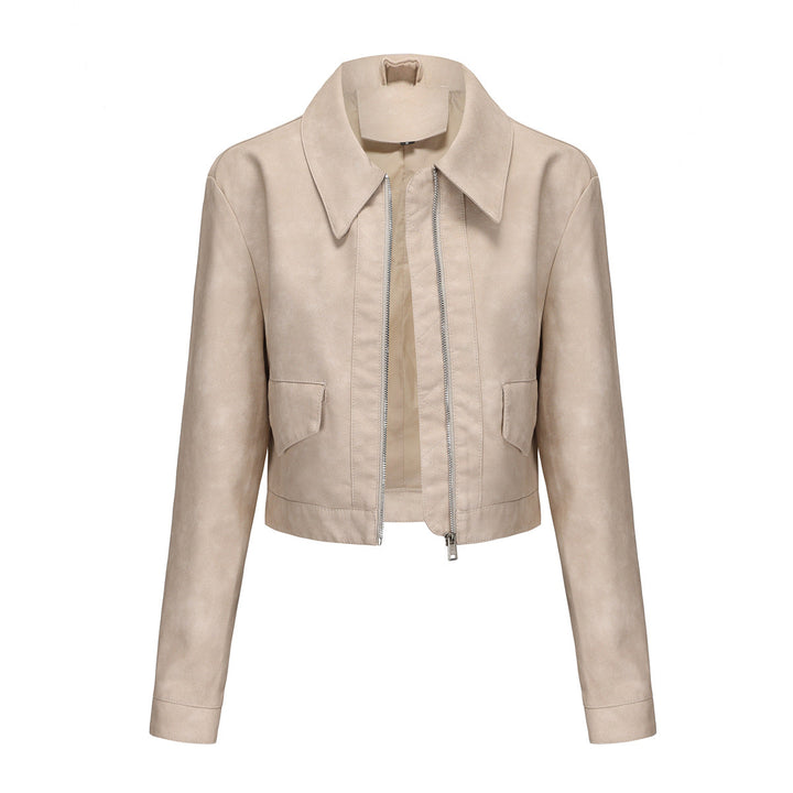 Kurze Damenjacke mit Wellenkragen, modisch elegant, ideal als Übergangs- & Freizeitjacke.