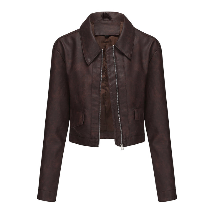 Stylische Freizeitjacke für Damen, kurz geschnitten mit elegantem Wellenkragen, für lässige & schicke Looks.