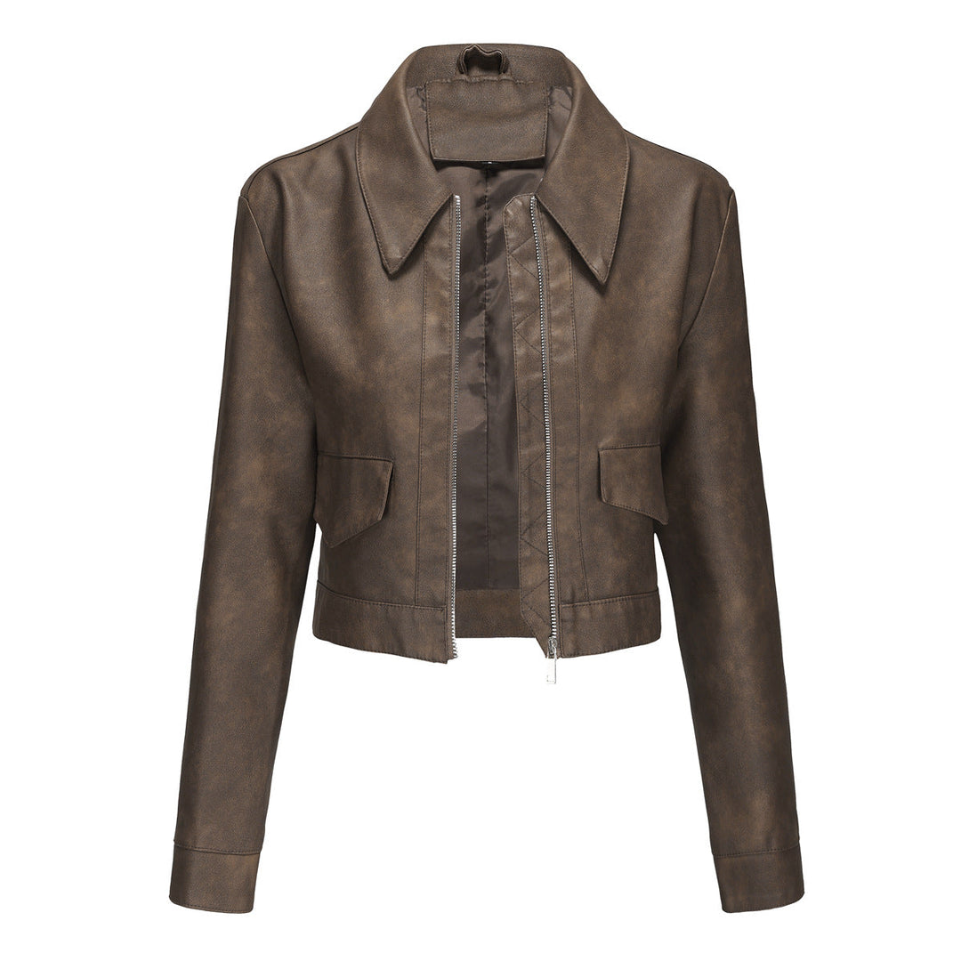 Trendige Damenjacke, kurz & modern, mit stilvollem Wellenkragen, perfekt als Übergangsjacke.