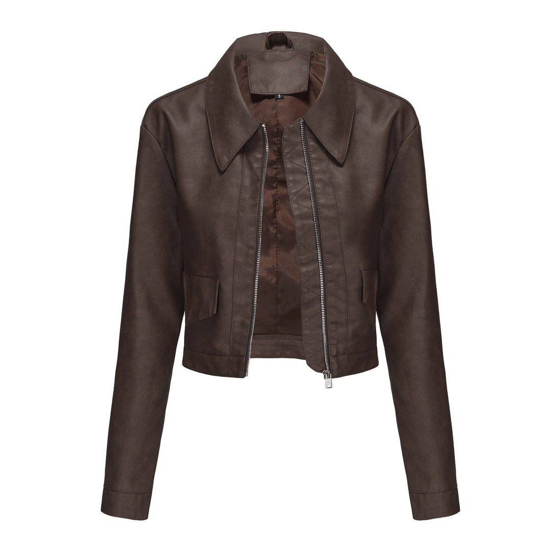 Modische Kurzjacke für Damen mit elegantem Wellenkragen, eine schicke Streetwear-Übergangsjacke.