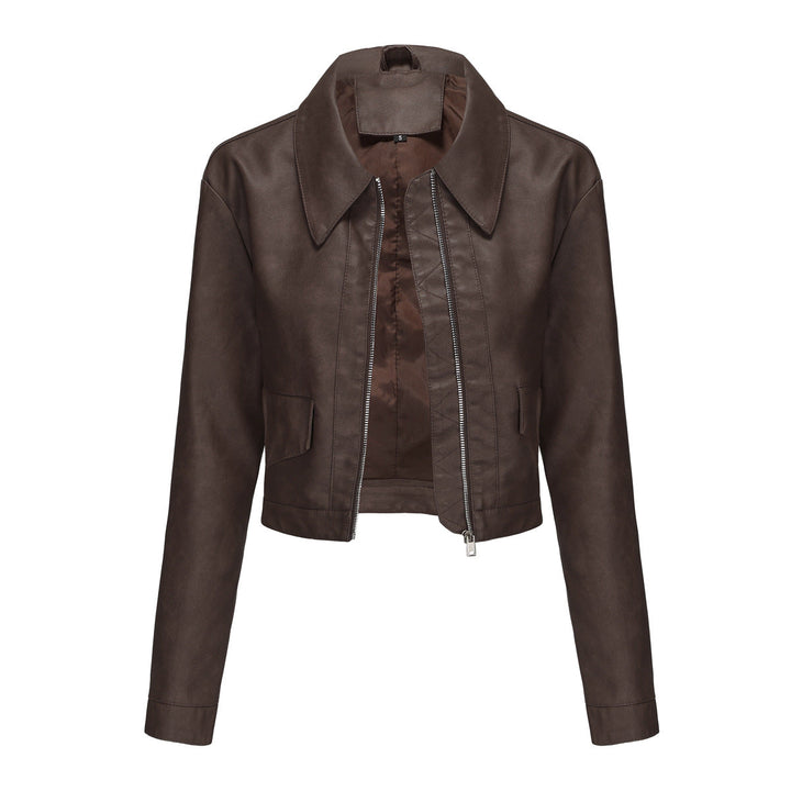 Modische Kurzjacke für Damen mit elegantem Wellenkragen, eine schicke Streetwear-Übergangsjacke.