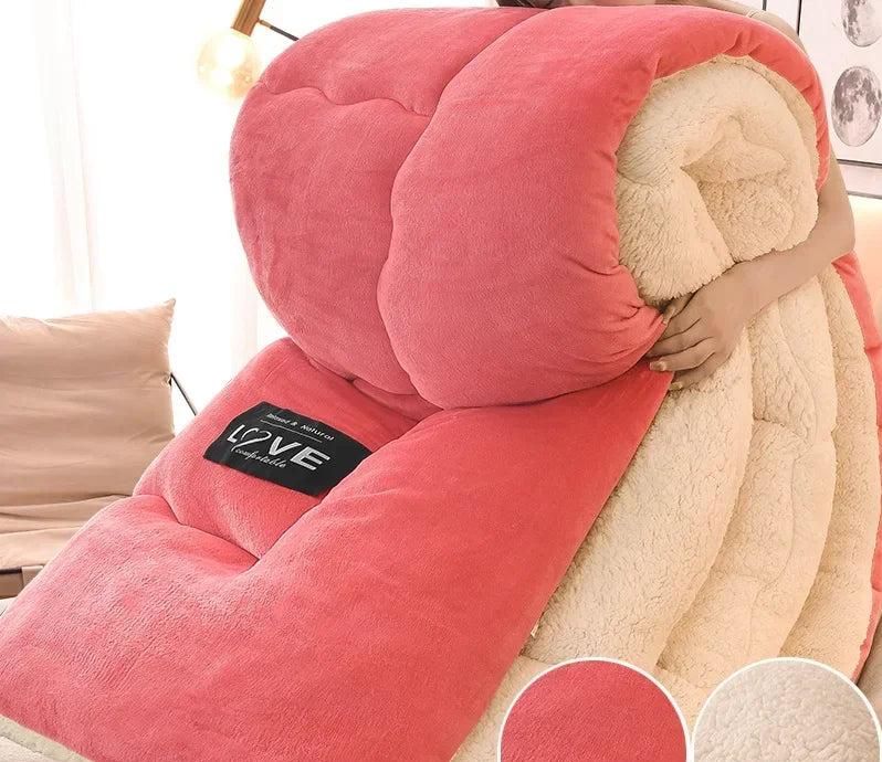 Vielseitige Kuscheldecke aus Wolle und Flanell-Fleece. Perfekt als warme Überwurfdecke für jedes Zuhause.