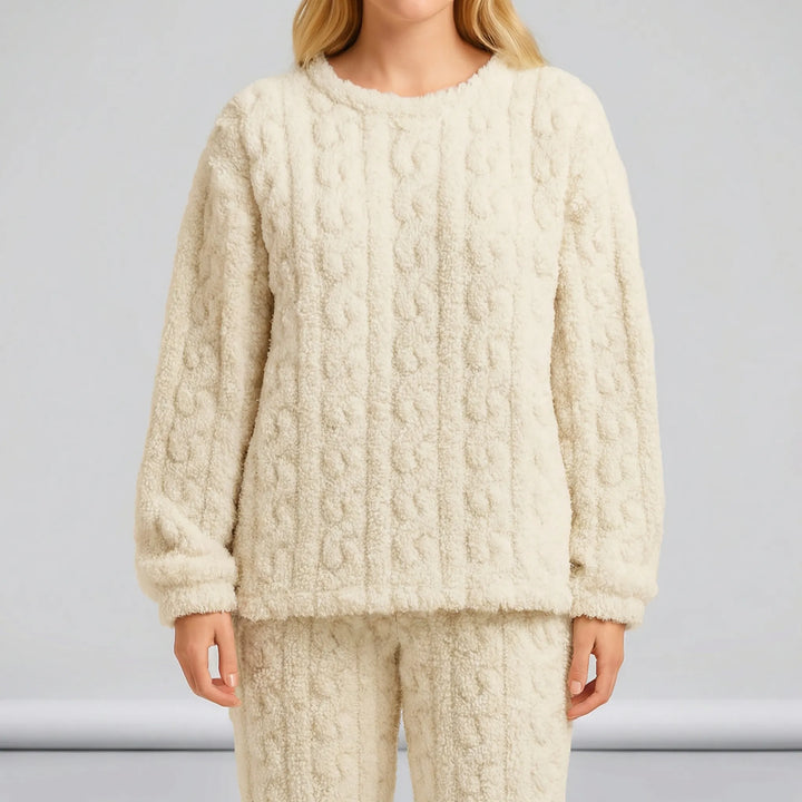 Elegantes Damen Pyjama Set mit Langarm-Oberteil & Hose, ideal als Loungewear & Nachtwäsche.