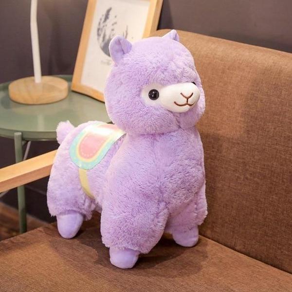 Niedliches, kuscheliges Lama Alpaka Plüschtier mit Sattel, weiches Stofftier, ideale Deko für Kinder.