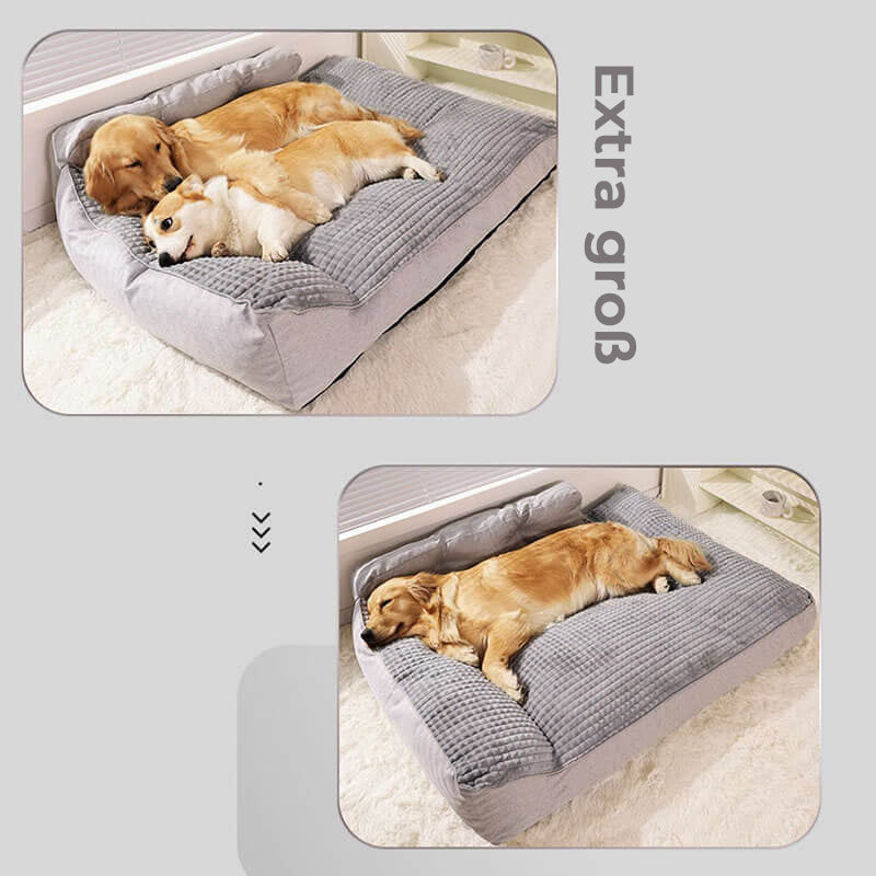 Plüschiges graues Haustierbett, waschbar & langlebig, perfekter Ruheplatz für Hund und Katze.