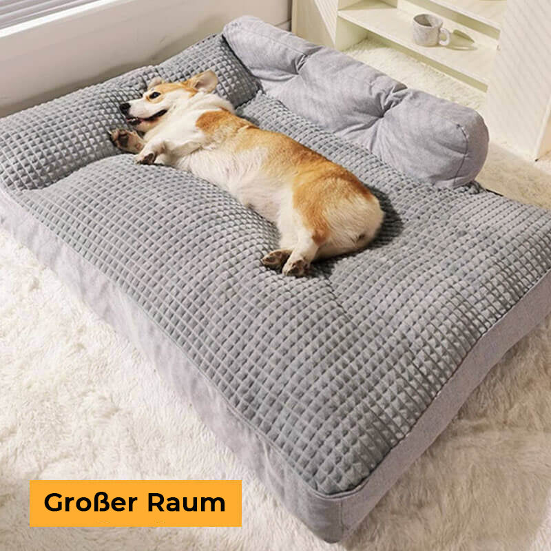 Großes, gemütliches Hundebett in Grau, verdickt für extra Komfort, alle Jahreszeiten geeignet.