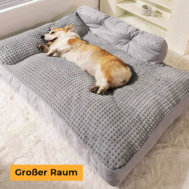 Großes, gemütliches Hundebett in Grau, verdickt für extra Komfort, alle Jahreszeiten geeignet.
