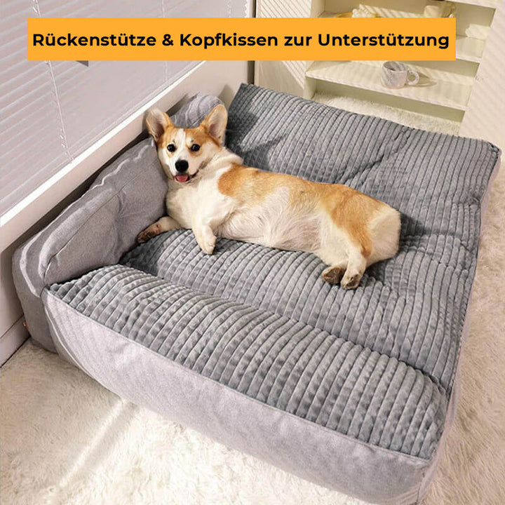Waschbares Tierbett aus weichem Plüsch, braun, kuschelig für Hunde & Katzen, pflegeleicht.