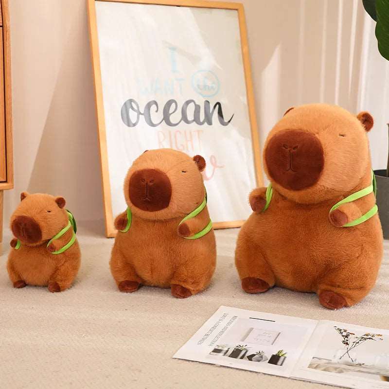 Weiches Capybara Stofftier mit abnehmbarem Schildkrötenrucksack; ein niedliches Spielzeug für Baby & Kinderzimmer Deko.
