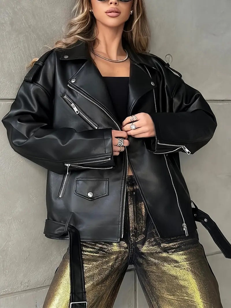 Frühlings-Herbstjacke oversized für Damen. Lässig-eleganter Look, bequem & modern.