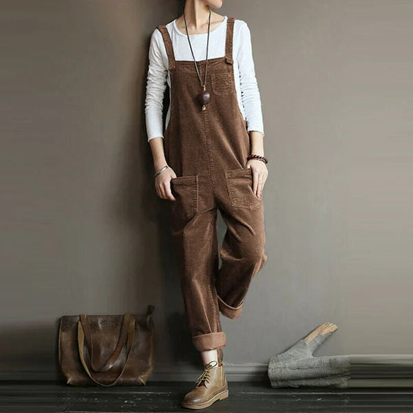Stilvoller Damen-Jumpsuit mit weiter Hose, ideal für Alltag, Freizeit oder elegante Anlässe im Frühling/Herbst.