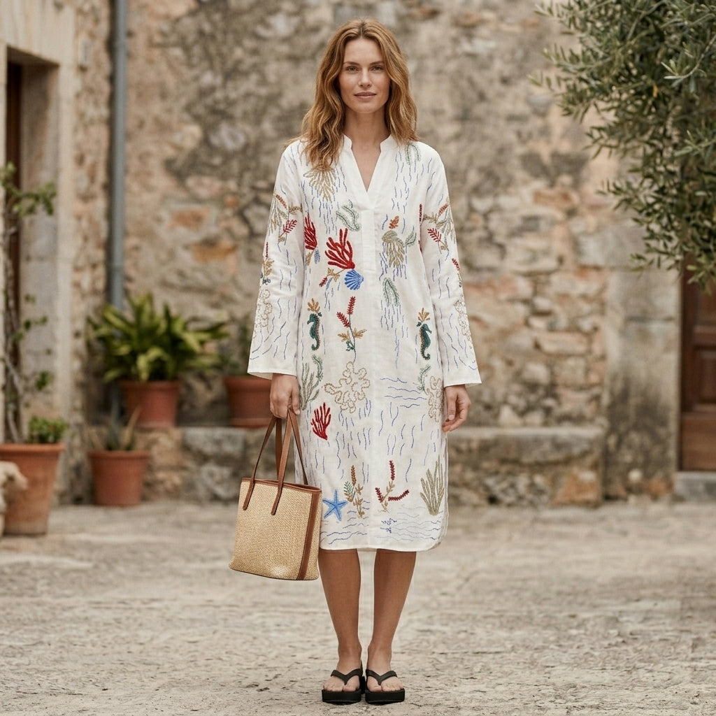 Elegantes Damen Hemdkleid mit weitem Schnitt, ideal für Freizeit & Büro. Bequem, minimalistisch und vielseitig.