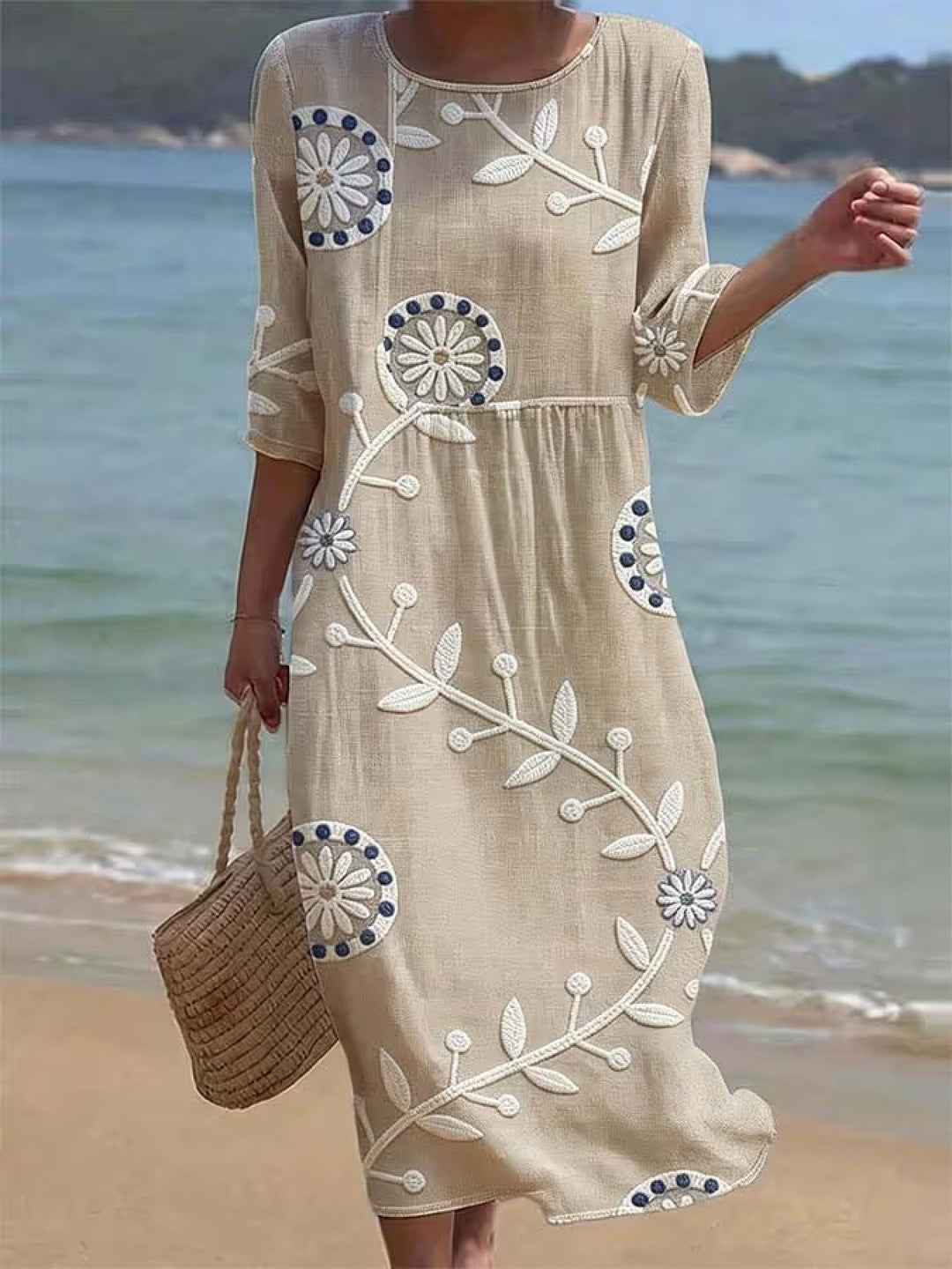 Lässiges Damen Mid-Sleeve Minikleid, perfekt als Komfort-Freizeitkleid für Frühling & Sommer.