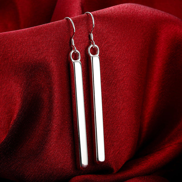 Minimalistische Rechteck-Ohrringe für Damen aus hypoallergenem 925er Sterlingsilber, Alltagsschmuck.