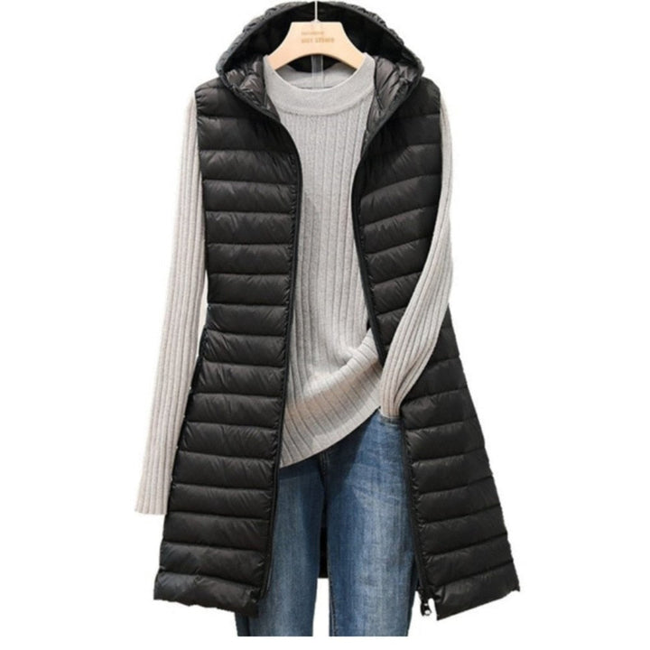 Langer bequemer Damen Bodywarmer Rianne in elegantem Design für stilvolle Wärme, ideal als Übergangsjacke.