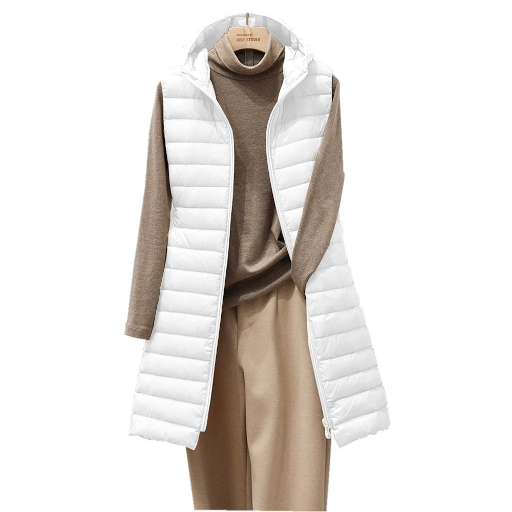 Damen Bodywarmer Rianne, langer Schnitt, modische Weste für Frauen; perfekte Ergänzung für elegante Damenmode.
