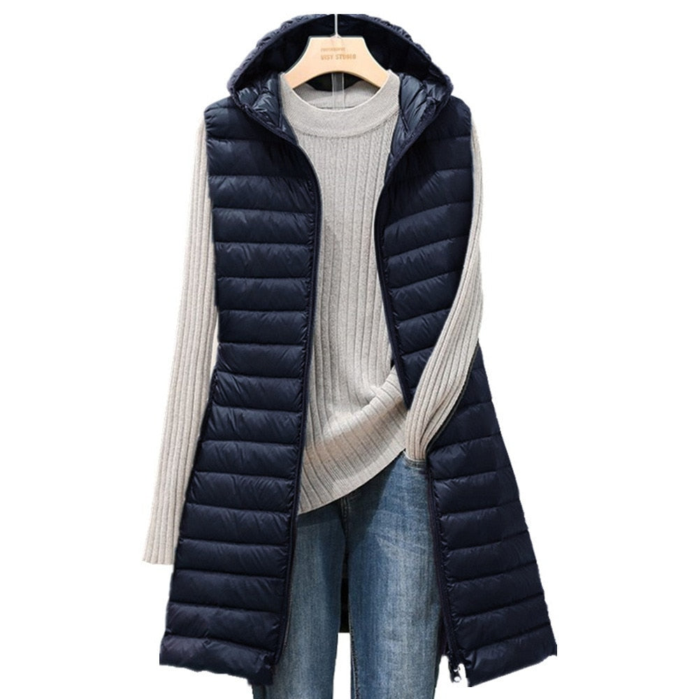 Langer Damen Bodywarmer Rianne, ideal als Übergangsjacke. Bietet stilvolle Wärme & bequemen Sitz für Outdoor Damen.