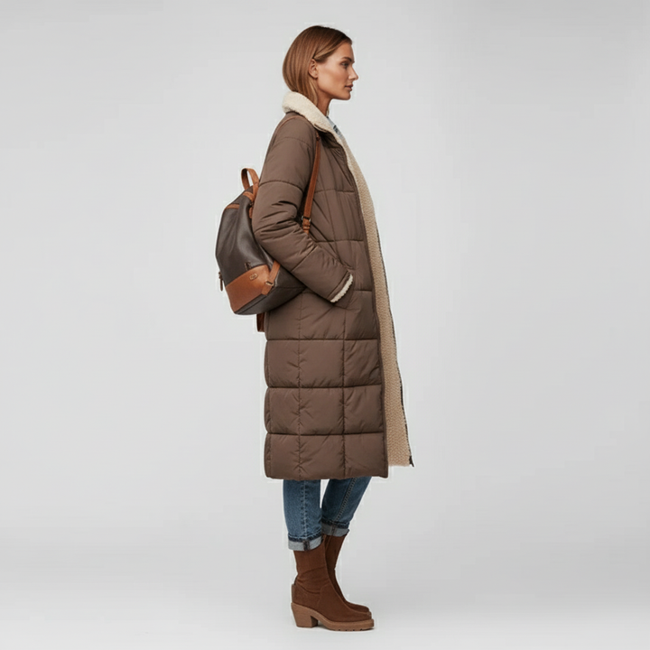 Langer gesteppter Damen-Mantel Lillian, der stilvoll vor Kälte schützt. Kuschelige Qualität.