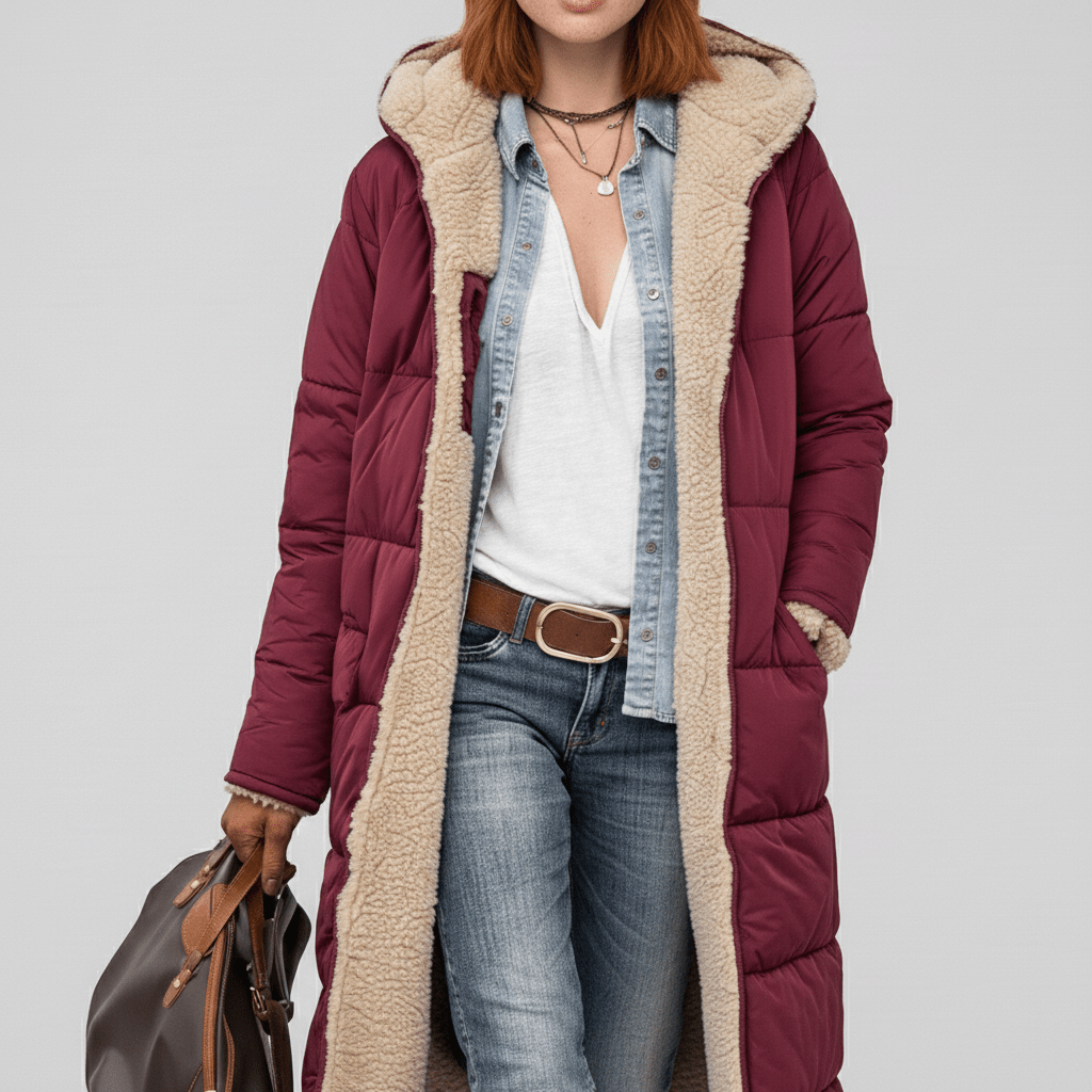 Langer gesteppter Damen-Mantel Lillian, warmhaltend & modisch. Ideale Winterkleidung.