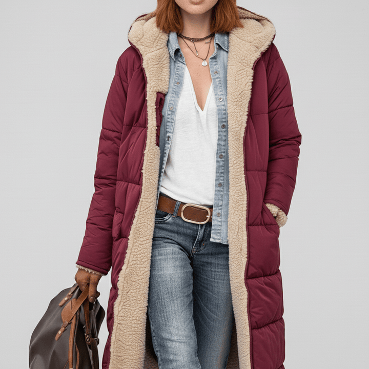 Langer gesteppter Damen-Mantel Lillian, warmhaltend & modisch. Ideale Winterkleidung.