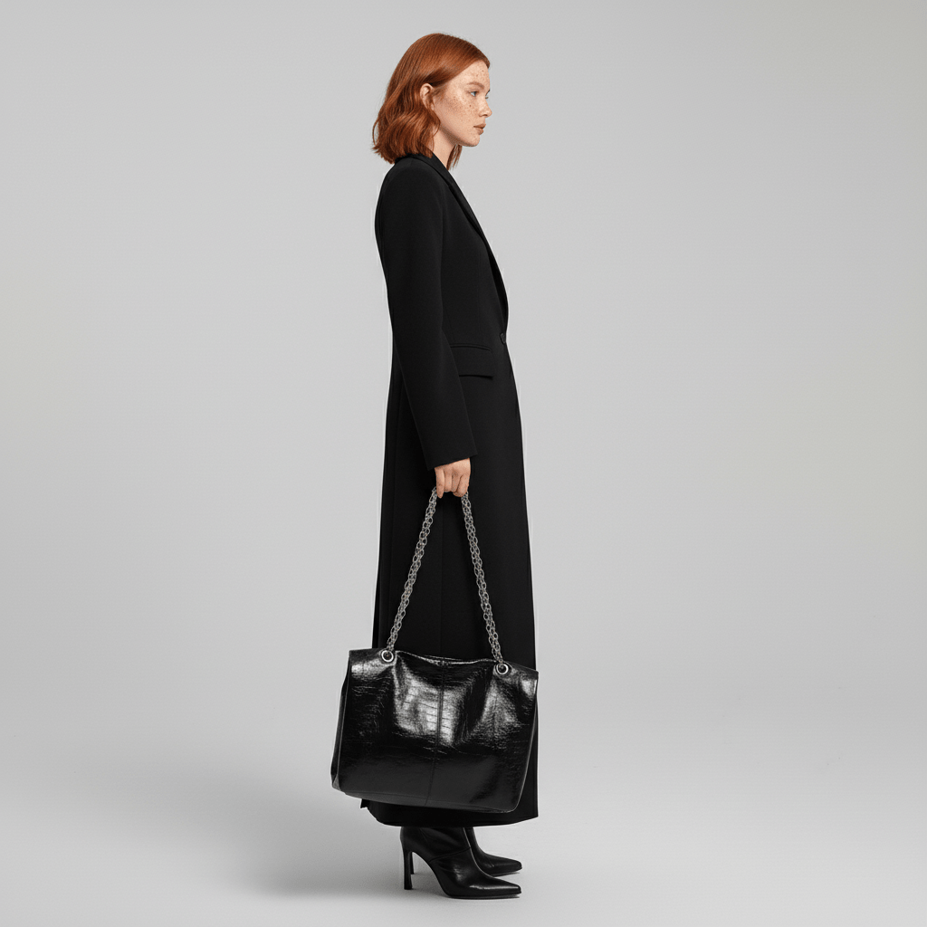 Eleganter, klassischer Damen-Mantel, tailliert, in tiefem Rubinrot. Perfekt für Herbst/Winter Oberbekleidung.