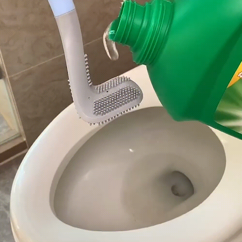Innovative Toilettenbürste mit flexiblem Golfbürstenkopf für tiefgehende Reinigung in schwer zugänglichen Bereichen.