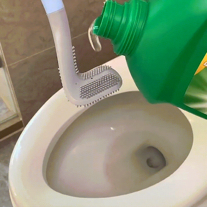 Innovative Toilettenbürste mit flexiblem Golfbürstenkopf für tiefgehende Reinigung in schwer zugänglichen Bereichen.