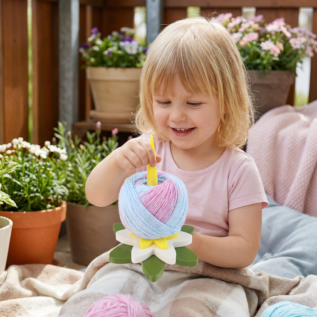 Dekoration & Funktion: Blumen Garnhalter Ständer verschönert den Handarbeitsplatz, optimal für Garn.