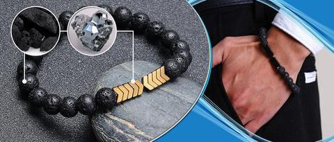 Unisex Anti-Stress Armband aus glänzendem Hämatit, unterstützt Konzentration.