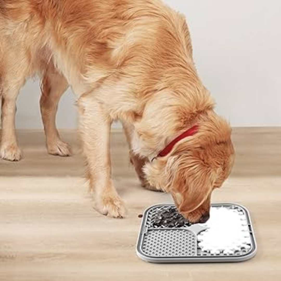 Hunde Leckmatte aus Silikon für Stressabbau. Fördert langsames Fressen & Beschäftigung. Ideal für Pasten.