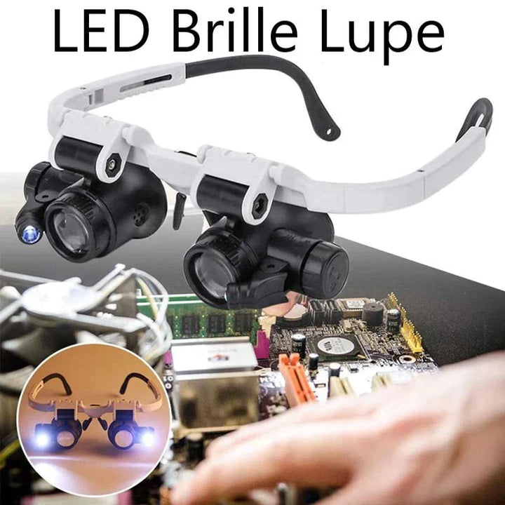 LED Brillenlupe für Präzisionsarbeiten, mit Licht. Ideal für Handwerk, Hobby & Detailarbeit.
