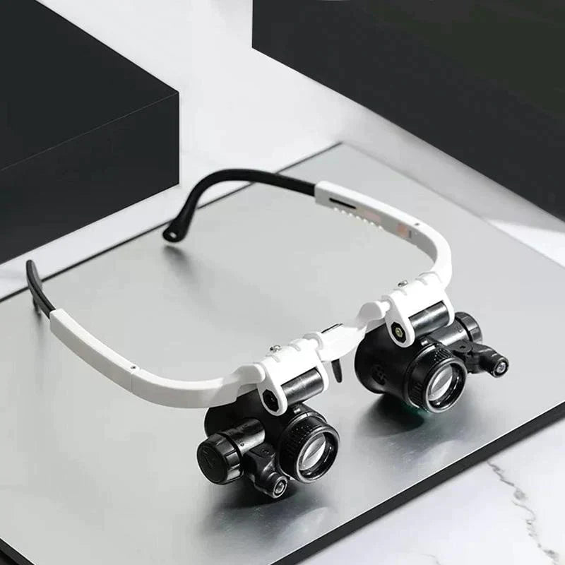 Vergrößerungsbrille mit LED-Beleuchtung. Perfekt für Uhrmacher, Elektronikreparatur & feine Schmuckprüfung.
