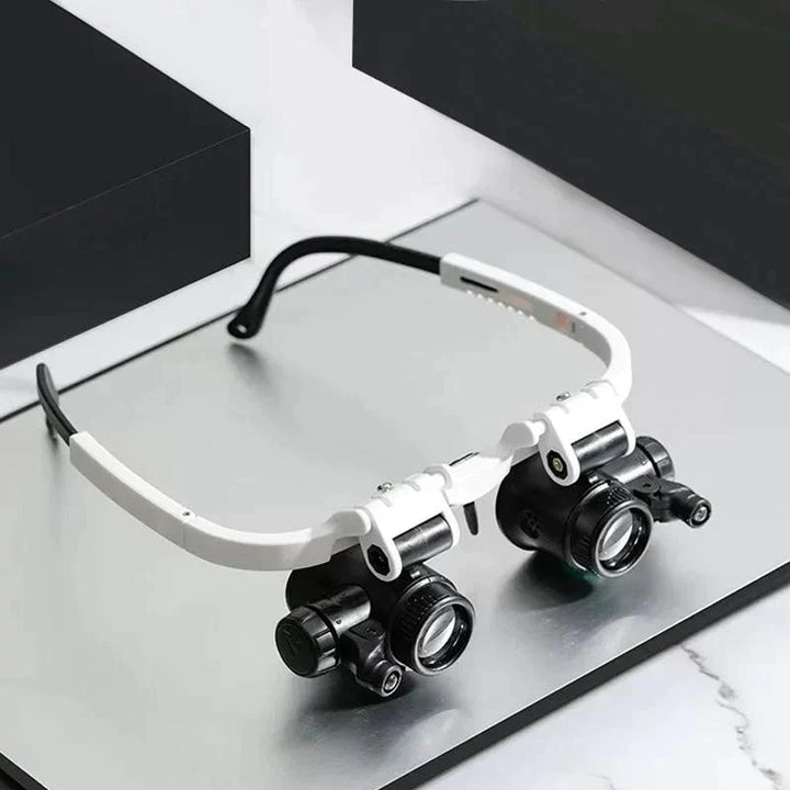 Vergrößerungsbrille mit LED-Beleuchtung. Perfekt für Uhrmacher, Elektronikreparatur & feine Schmuckprüfung.