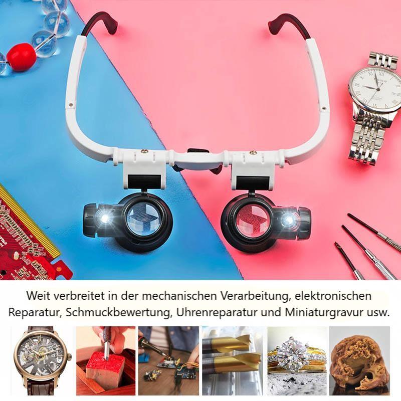 Hochwertige Vergrößerungsbrille mit LED-Licht. Erleichtert Uhrmacherlupe, Elektronik & Schmuckprüfung.