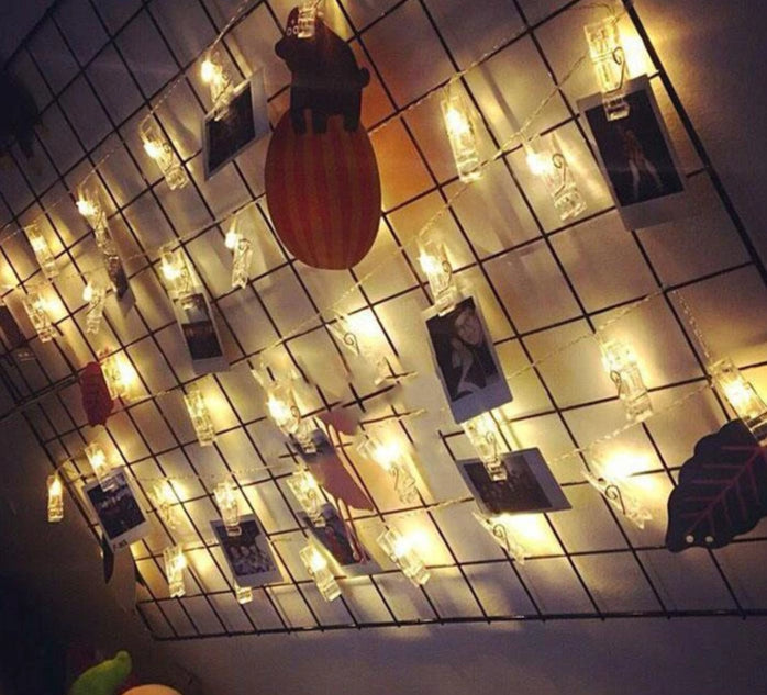 LED Clip Lichterkette, warmweißes Licht, perfekt für Fotos & stimmungsvolle Dekoration im Raum.