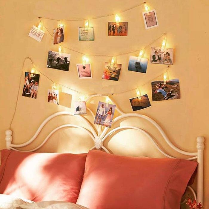 Dekorative Foto Lichterkette mit Clips, batteriebetrieben, für Erinnerungen & gemütliches Ambiente.